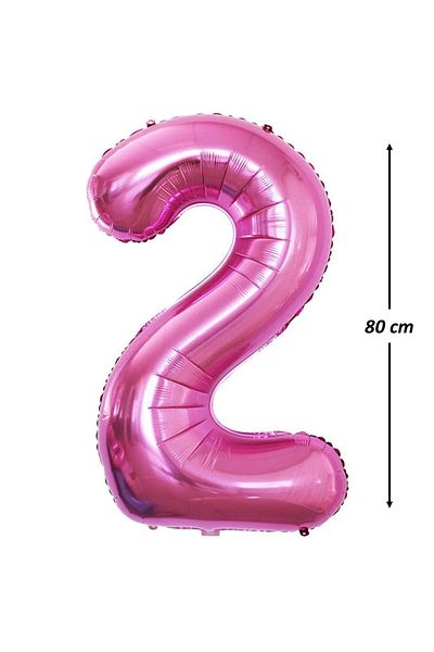 Ropet Metallic foil balloon, Number 2, birthday, 80 cm, Pink