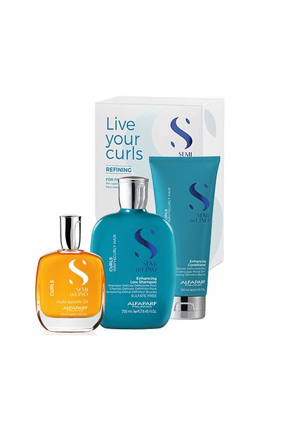 Alfaparf Milano Set bucle pentru păr ondulat, șampon 250 ml, balsam 200 ml, ulei de netezire 100 ml
