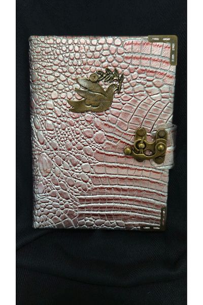 Land of Souvenir Leather Covered Bamboo Leaf Notebook with Lock Accessories