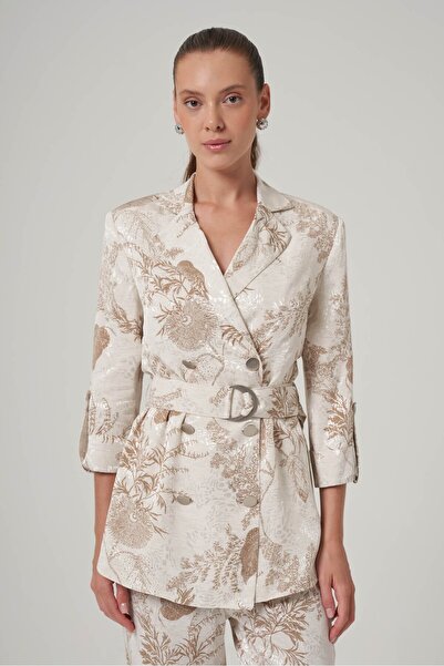 UTOPIAN Yırtmaç Detaylı Desenli Ceket