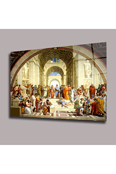 Glassual Art The School of Athens - Raffaello Santi Başyapıtlar Cam Tablo #PC...
