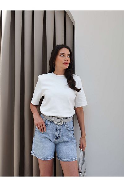 ESRAHELVACI Pantaloni scurți din denim cu detalii de piatră
