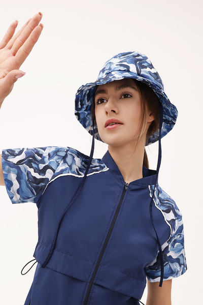 Remsa Mayo Patterned Bucket Hat Rş-113 Pera Granite Navy Blue01