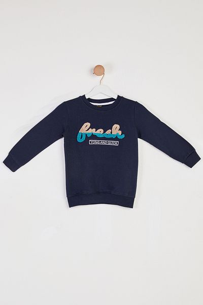 TOFİSA Boy's Navy Blue Printed Sweatshirt - 26438