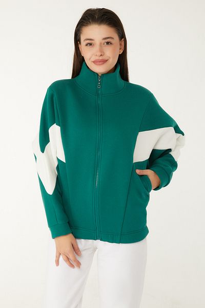 TOFİSA Zippered Sweatshirt Emerald - 26543
