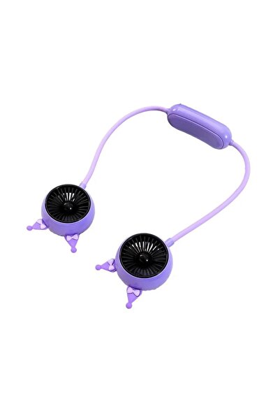 BALCI HEDİYELİK Sanrio Kuromi Taşınabilir Şarjlı Boyun Fanı Vantilatör 3 Kademeli