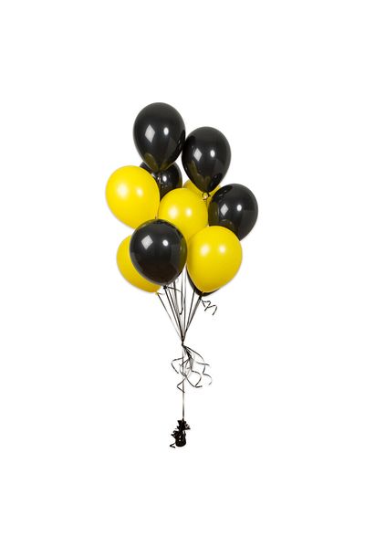 Ropet Set of 10 latex balloons, Yellow/Black, 30cm, Ropet