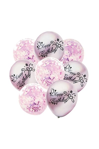 Ropet Set of 8 balloons with confetti, Lilac color, 30 cm and colored raffia roll, 10 m, Ropet
