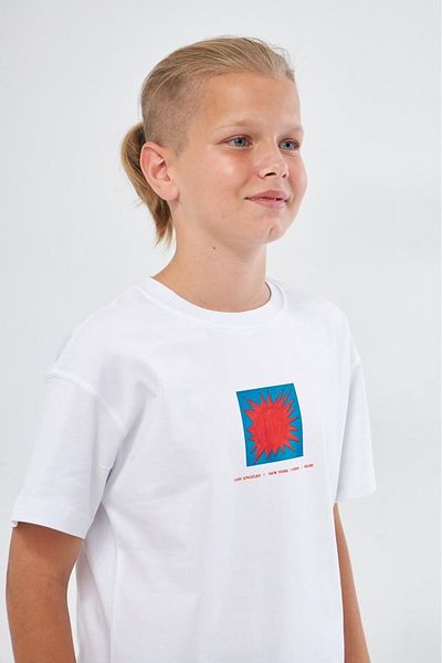The Champ Clothing Бяла детска тениска - с щампа „Страх от реалността“