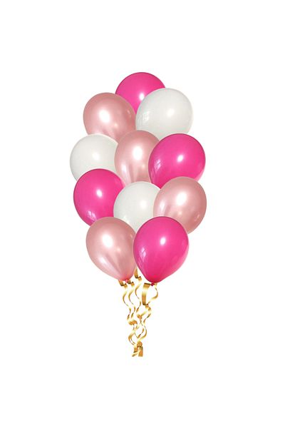 Ropet Set of 12 balloons, birthday party, Pink/White/Rose gold, 30cm, Ropet