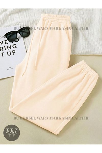 warn Unisex Φούτερ με 3 νήματα με αναστολή με ελαστικό πόδι με τσέπες Jogger βαμβακερό μαύρο λευκό χρώμα