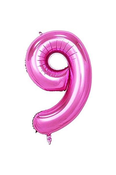 Ropet Metallic foil balloon, Number 9, birthday, 80 cm, Pink
