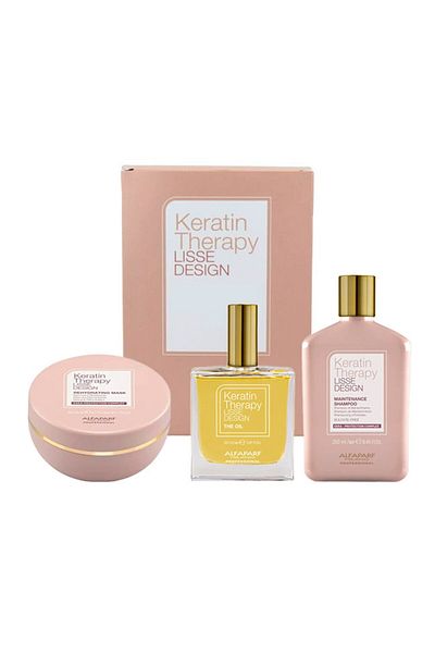 Alfaparf Milano Alfaparf Lisse Design Keratin Set, Shampoo 250 ml + Mask 200 ml + Hair Oil 50 ml, Set