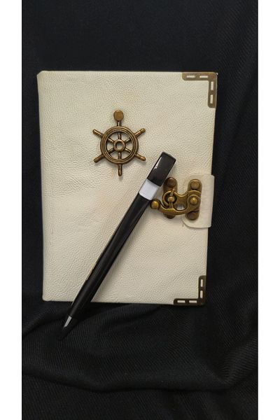 Land of Souvenir Leather Covered Bamboo Leaf Notebook with Lock Accessories
