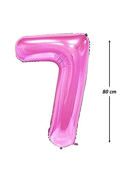 Ropet Metallic foil balloon, Number 7, birthday, 80 cm, Pink