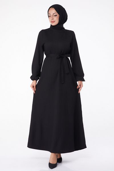 TOFİSA Belted Dress Black - 26281