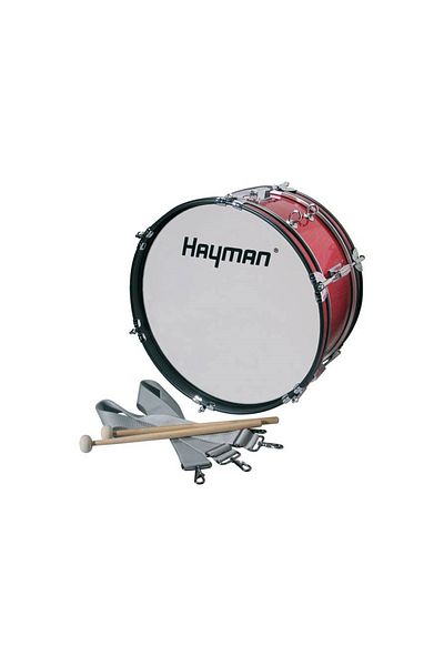 Hayman Jmdr1607 Premier Drum 16”, Marching Band, Red, Straps, Sticks