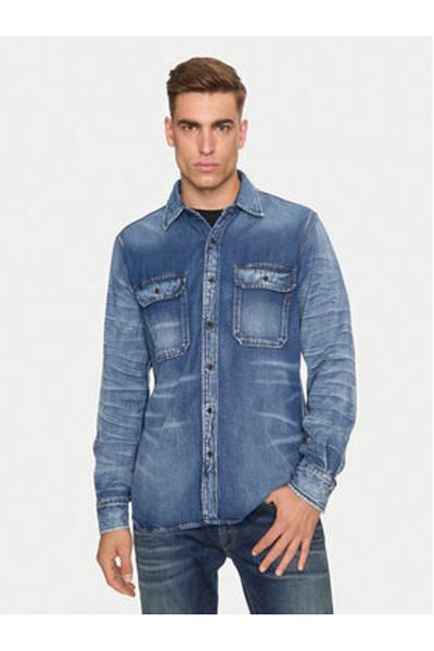 Replay Cămașă din denim pentru bărbați M4074 .000.624 72A Albastră