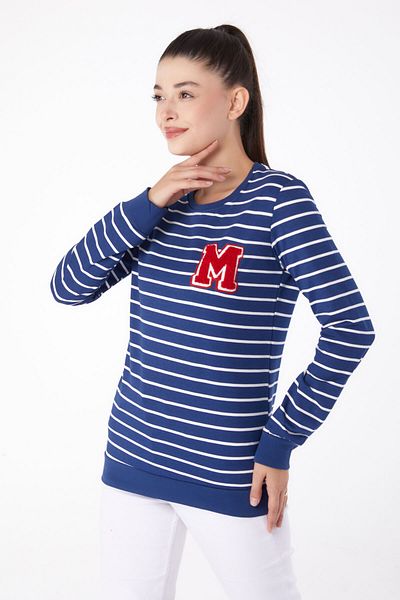 TOFİSA Embroidered Sweatshirt Navy Blue - 26291