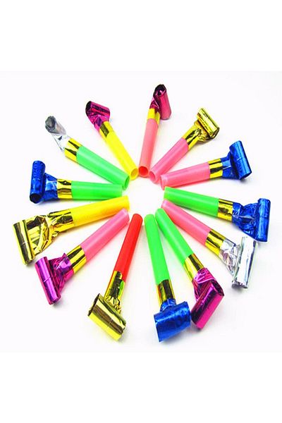Ropet Set of 8 colorful party whistles, 7 cm, anniversary, Ropet