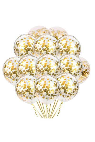 Ropet Set of 50 transparent balloons with confetti, gold, 30 cm