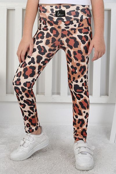 TOFİSA Colanți cu model leopard bej pentru fete - 26797