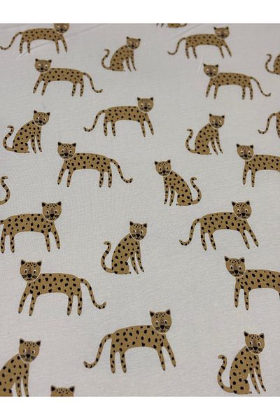 iki iplik Μοτίβο Leopard 100% Cotton Single Jersey Fabric 30/1 - Πλάτος 165 cm