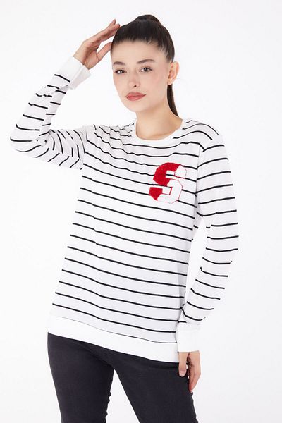 TOFİSA Embroidered Sweatshirt White - 26286