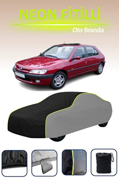 Cemku Shade رمادي-أسود-رمادي [بيجو 306 هاتشباك] غطاء سيارة متوافق مع حبال النيون، مقاوم للماء والغبار