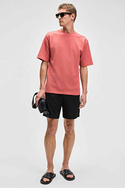 GRIMELANGE Ανδρικό μπλουζάκι CHIC με χαλαρή εφαρμογή από βαμβακερό ύφασμα σε χρώμα πλακάκι