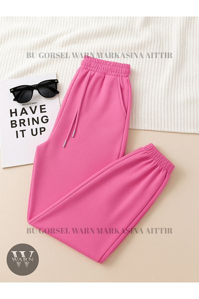 warn Unisex Φούτερ με 3 νήματα με αναστολή με ελαστικό πόδι με τσέπες Jogger βαμβακερό μαύρο λευκό χρώμα