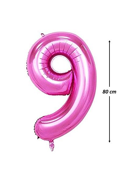 Ropet Metallic foil balloon, Number 9, birthday, 80 cm, Pink