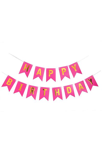 Ropet Set of 20 balloons 30cm, Happy Birthday Banner Dark Pink 12 x 17 cm