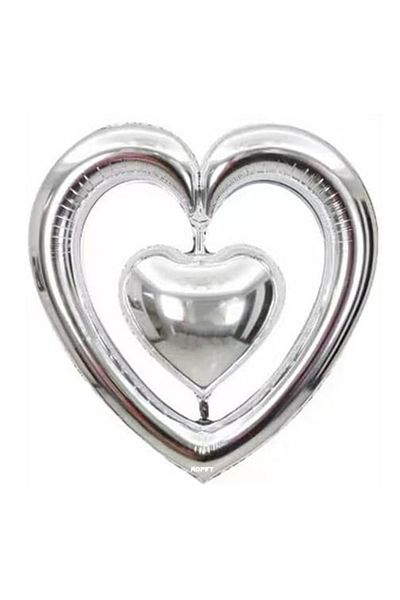 Ropet Foil balloon with stand, Heart figurine, Silver, 100 cm, Ropet