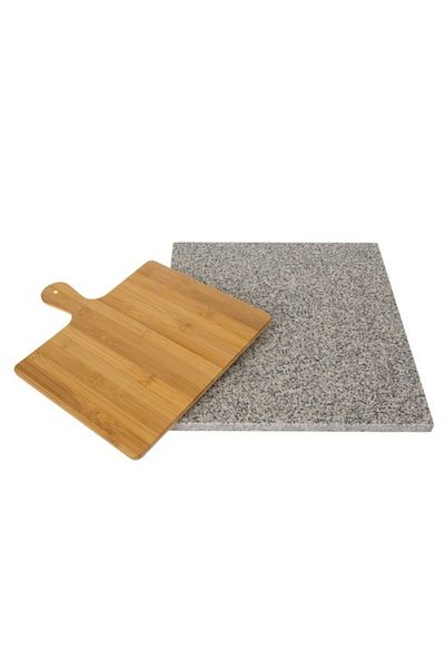 zola Granite pizza stone and bamboo spatula set, uniform baking, 38x36x2cm/35x29x0.9 cm