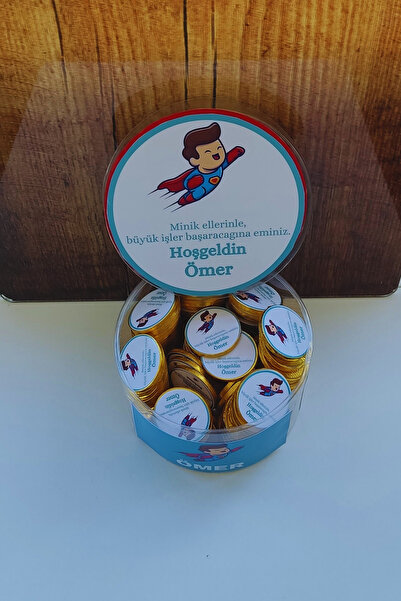 afyoresel 50 Adet Superman Temalı Mavi Erkek Bebek Konfiseri Çikolata