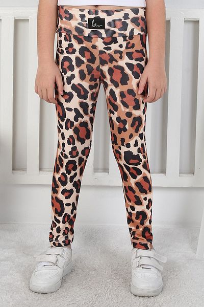 TOFİSA Colanți cu model leopard bej pentru fete - 26797