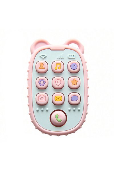 OEM Mini silicone teething toy phone, pink