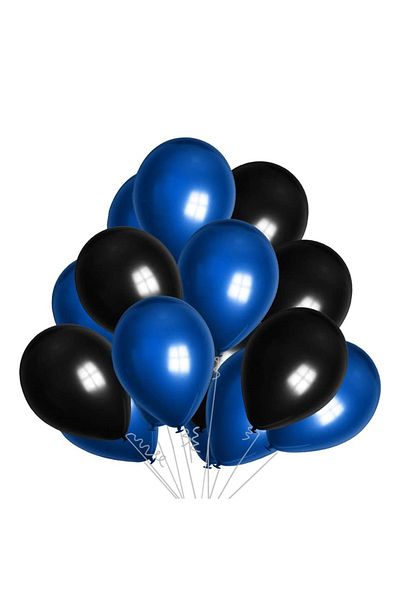Ropet Set of 10 latex balloons, Blue/Black, 30cm, Ropet
