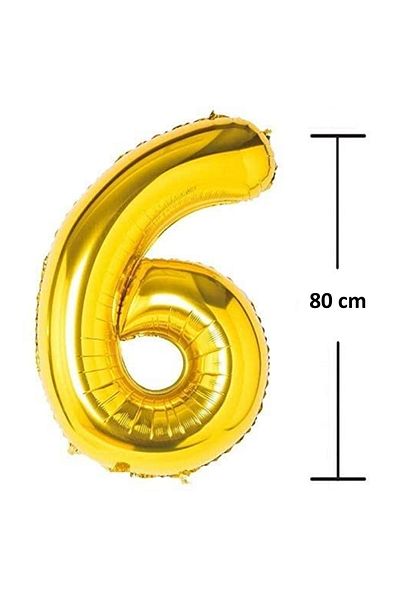 Ropet Ropet foil birthday balloon, Gold, number 6, 80 cm