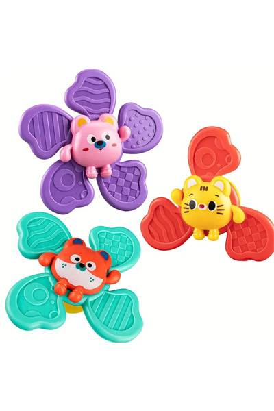 OEM Set 3 Jucarii Interactive pentru Bebelusi, Spinner cu Ventuza de Prindere...