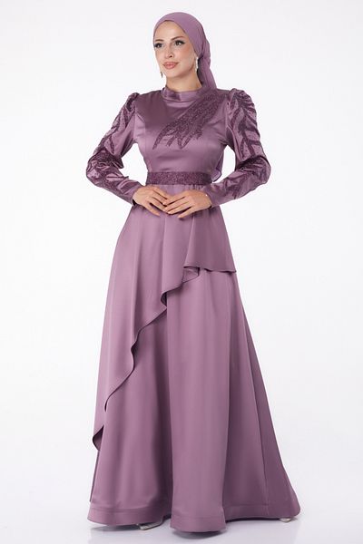 TOFİSA Stoned Princess Evening Dress Purple - 26252