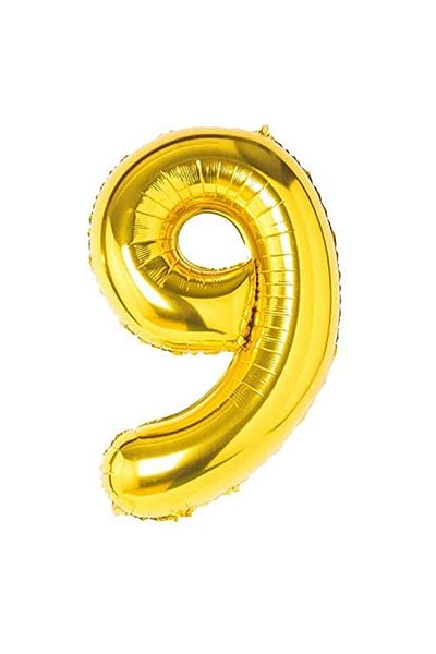 Ropet Ropet foil birthday balloon, Gold, number 9, 100 cm