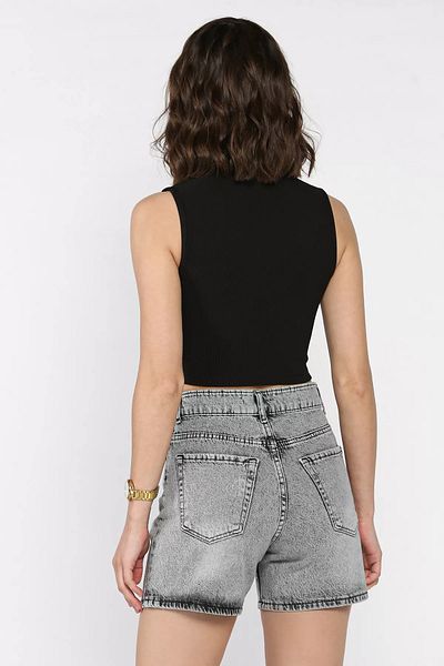 GÜLSELİ Gray Women's Stone Jean Denim Shorts