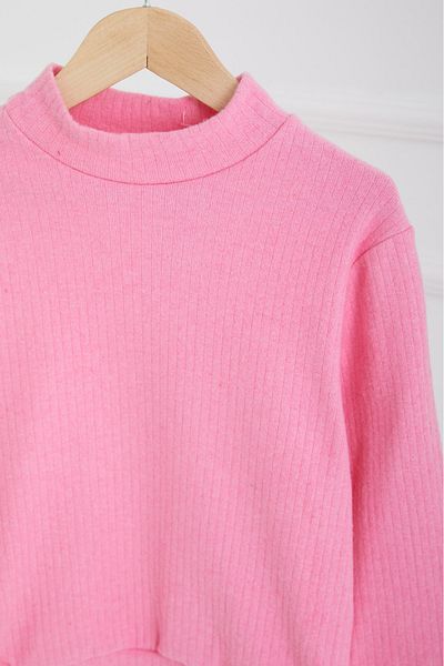 TOFİSA Girl's Pink Ribbed Badi - 26677