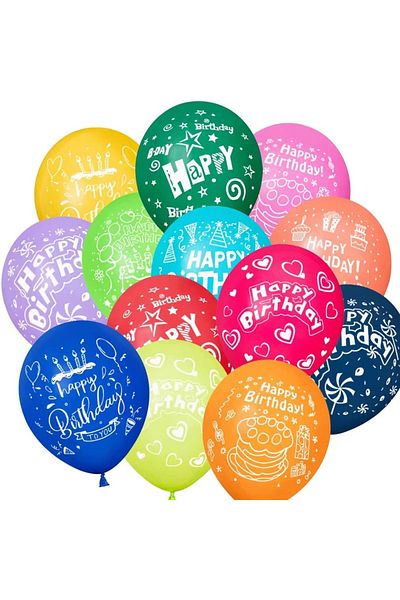 Ropet Set of 50 latex balloons, Happy Birthday, 30cm, Ropet