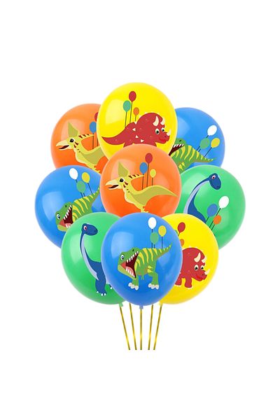 Ropet Set of 18 latex balloons, dinosaur color print, 30cm, Ropet