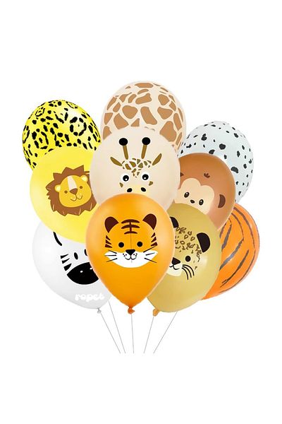 Ropet Set of 20 latex balloons, Jungle Party color print, 30cm, Ropet