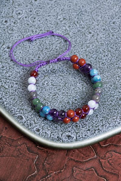 Saff Doğal Taş Certified Sagittarius Natural Stone Bracelet |   Macrame Adjustable