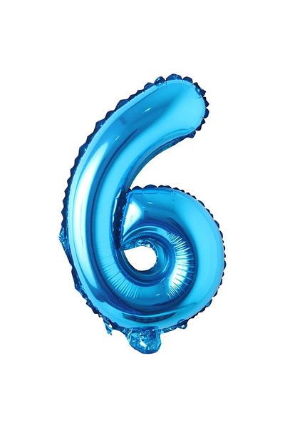 Ropet Balon din folie metalizata, Cifra 6, aniversare, 80 cm, Albastru